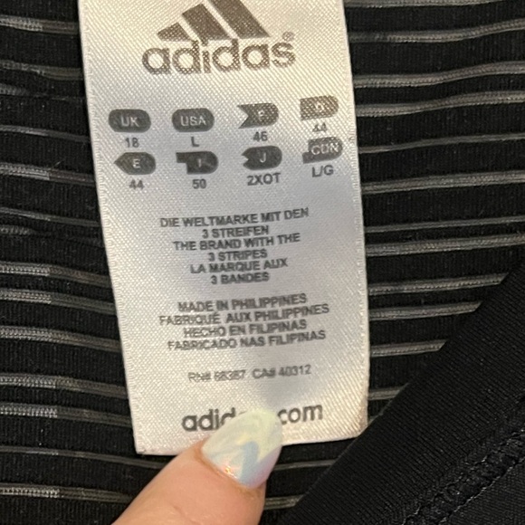 Adidas black short sleeve dri fit athletic shirt with partial mesh back L - Picture 8 of 11